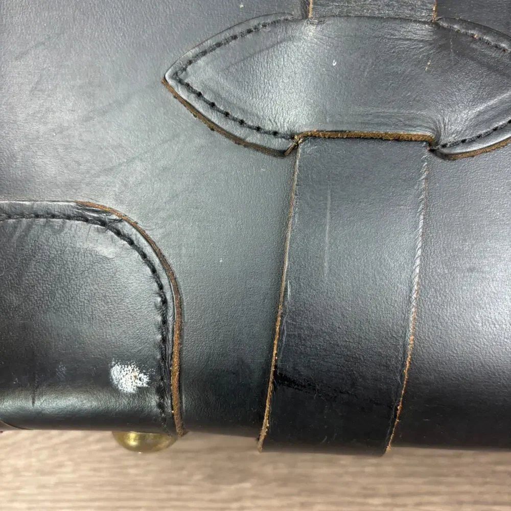 Cathey Enterprises Inc. Vintage Black Leather Briefcase Locking Flap Cowhide Bag